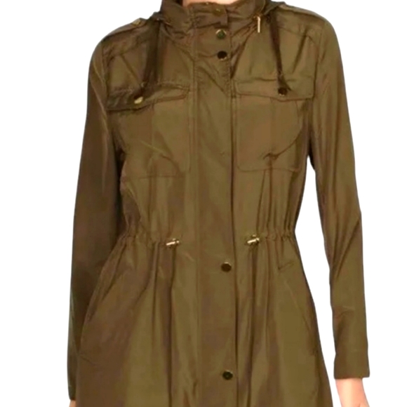 Badgley Mischka Jackets & Blazers - Like new Badgley Mischka army green utility jacket with concealed hood, sz m